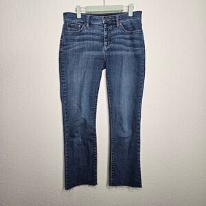 Lauren Ralph Lauren medium wash raw distressed hem straight leg jeans size 6